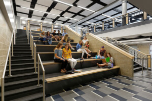13. Batesville High School Gathering Stairs. Photo courtesy of Fanning Howey. Batesville High School Gathering Stairs