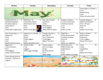 BHS mayo 2026 Menú
